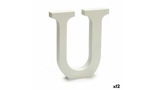 Letter U Wood White (1,8 x 21 x 17 cm) (12 Units)