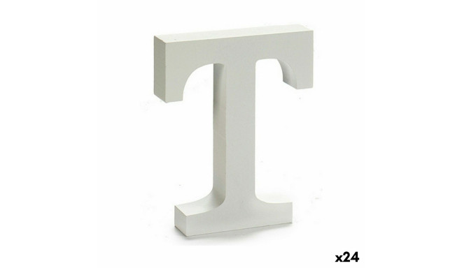 Letter T Wood White (2 x 16 x 14,5 cm) (24 Units)
