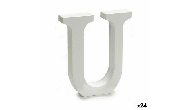 Letter U Wood White (2 x 16 x 14,5 cm) (24 Units)