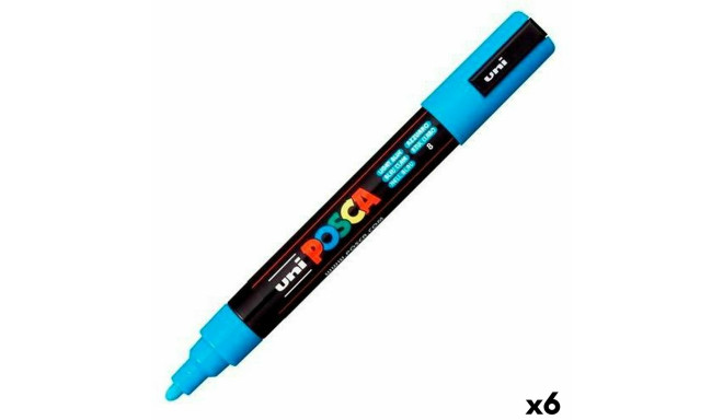 Felt-tip pens POSCA PC-5M Light Blue (6 Units)