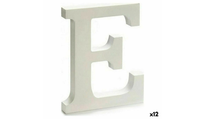 Letter E Wood White (1,8 x 21 x 17 cm) (12 Units)