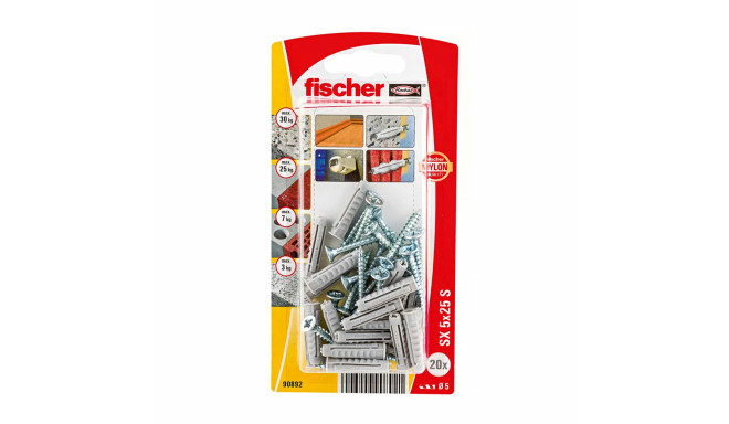 Seinapistikud ja kruvid Fischer Seinapistikud ja kruvid 20  Tükid, osad (5 x 25 mm)