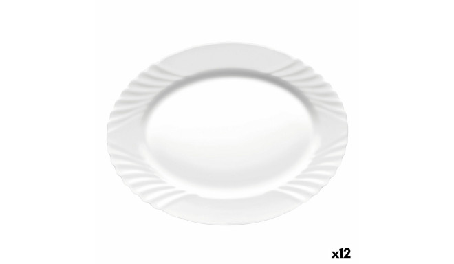 Serving Platter Bormioli Rocco Ebro Oval White Glass (36 cm) (12 Units)