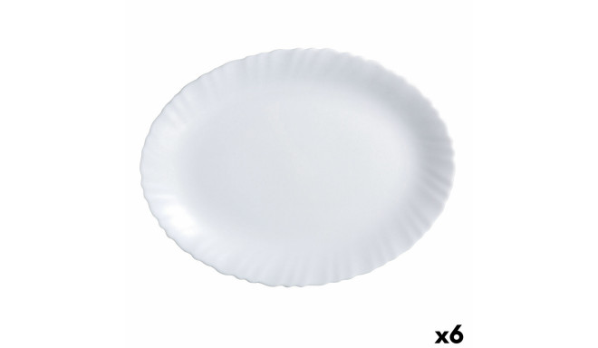 Pasniegšanas Plate Luminarc Feston Ovāls Balts Stikls (Ø 33 cm) (6 gb.)