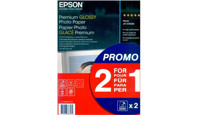 Epson fotopaber A4 Premium Glossy 255g 2x15 lehte