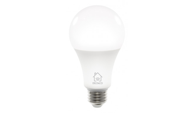 DELTACO SMART HOME LED lamp, E27, WiFI 2.4GHz, 9W, 810lm, dimmable, 2700K-6500K, 220-240V, white  SH
