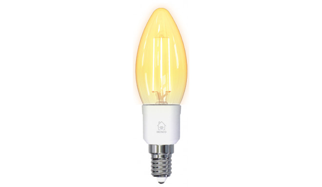 DELTACO SMART HOME LED filament lamp, E14, WiFI 2.4GHz, 4.5W, 400lm, dimmable, 1800K-6500K, 220-240V