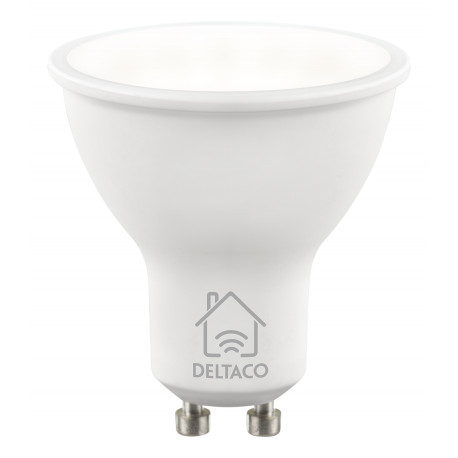 LED lamp DELTACO SMART HOME  GU10, WiFI 2.4GHz, 5W, 470lm, dimmable, 2700K-6500K, 220-240V, white / 