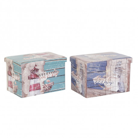 Multi-use Box DKD Home Decor 59 x 40 x 40 cm Polyurethane Multicolour Cardboard Mediterranean (2 Uni