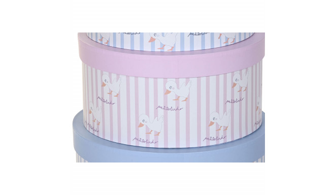 Set of Stackable Organising Boxes DKD Home Decor Blue Pink Cardboard (37,5 x 37,5 x 18 cm)