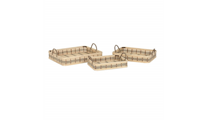 Set of trays DKD Home Decor Light brown Bamboo 54 x 43 x 9 cm (3 Units) (2 Units)