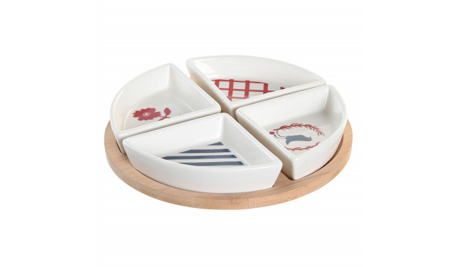 Set za Predjelo DKD Home Decor 21,5 x 21,5 x 1 cm Punane Sinine Valge Keraamika Vahemere Majad