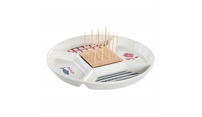 Set za Predjelo DKD Home Decor 23,5 x 23,5 x 7 cm Punane Sinine Valge Keraamika Vahemere Majad