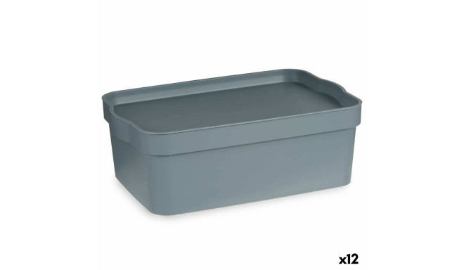 Storage Box with Lid Kipit TP593-2 Grey Plastic 6 L 21,5 x 11 x 32 cm (12 Units)