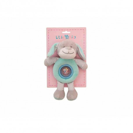 Rattle Cuddly Toy Dog Green 25cm