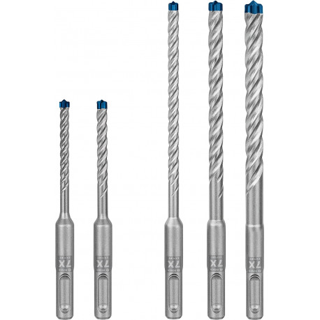 EXPERT Hammerbohrer-Satz SDS-plus-7X, 5-teilig (Ø 5 / 6 / 8 / 10mm, Arbeitslänge 50mm / 100mm)