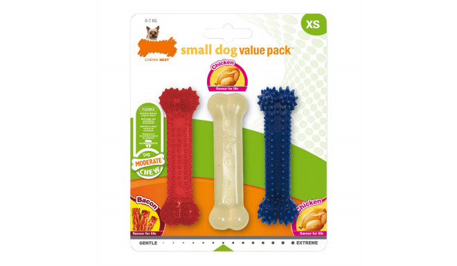 Dog chewing toy Nylabone Value Pack Bacon Size S Chicken Thermoplastic (3 pcs)