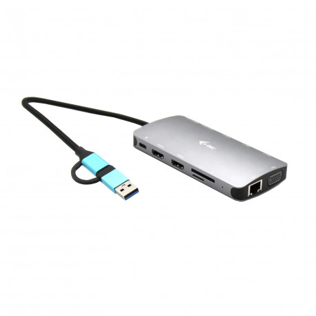 i-tec USB 3.0 / USB-C / Thunderbolt 3x display metall nano dokkimisjaam 2x HDMI 1x VGA LAN kaardilug