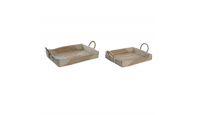 Set of trays DKD Home Decor Yellow Natural 48 x 38 x 15 cm 52 x 38 x 15 cm (2 Units)