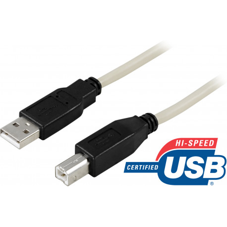 Cable DELTACO USB 2.0, Type A male - Type B male 0.5m / USB-205