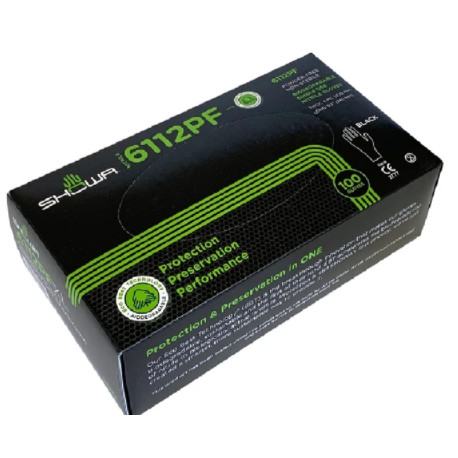 Nitriilkindad, Showa, puudrita, M, 100 tk, must