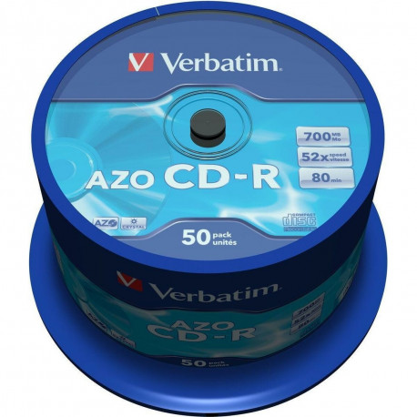 CD-R Verbatim AZO Crystal 50 Units 700 MB 52x - CD Discs - Photopoint