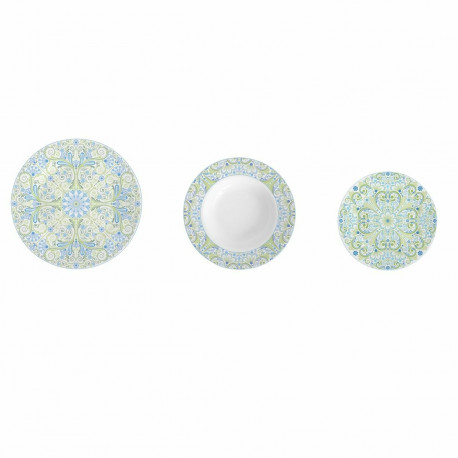 Nõude Komplekt DKD Home Decor Sinine Roheline Sinised / Rohelised Portselan Araablane 18 Tükid, osad