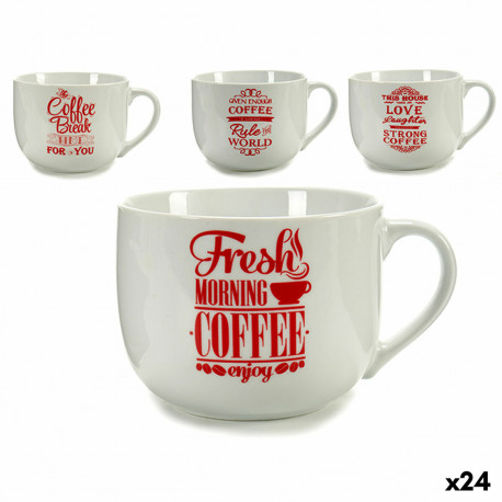 Kubek Coffee Portselan Punane Valge 500 ml 24 Ühikut
