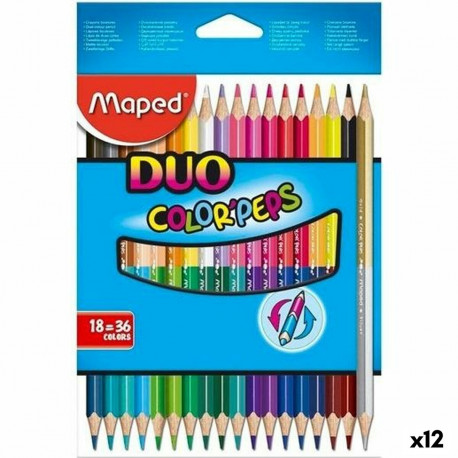 Värvilised pliiatsid Maped Duo Color' Peps	 Mitmevärviline 18  Tükid, osad Kahe otsaga (12 Ühikut)