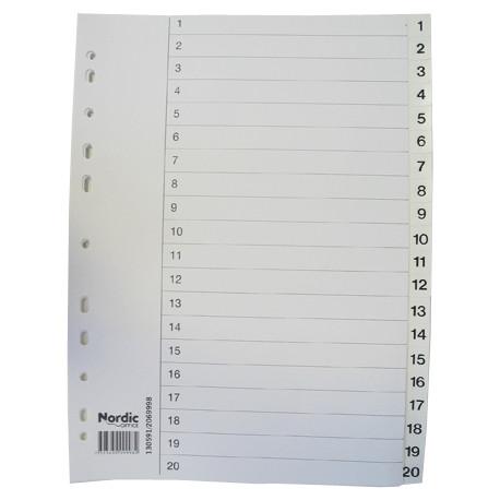 Registrilehed A4 1-20 plast Nordic Office