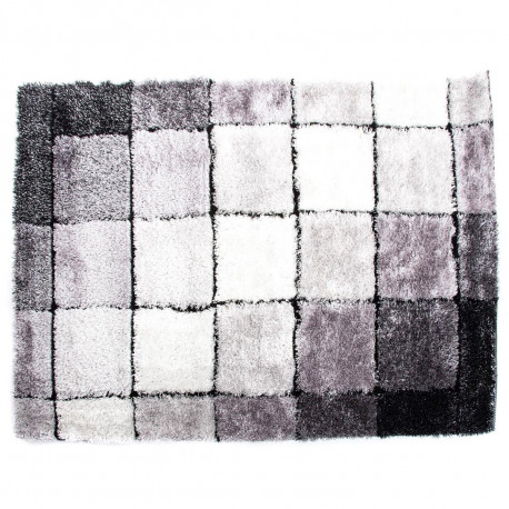 Vaip DKD Home Decor 160 x 230 x 2 cm Must Polüester Valge Ruudud