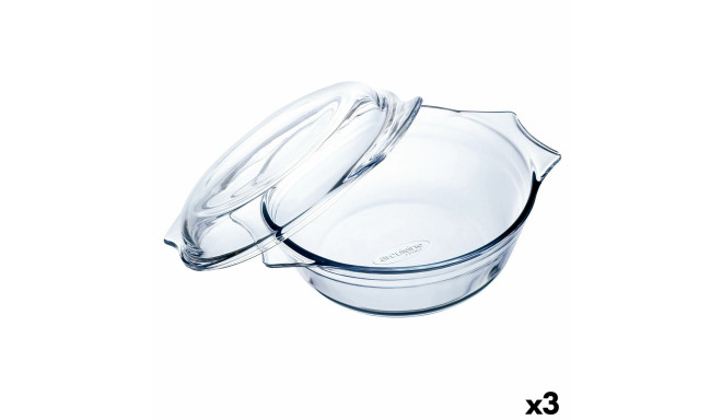 Oven Dish Ô Cuisine Ocuisine Vidrio Transparent Glass 21,5 x 18 x 8,5 cm With lid (3 Units)