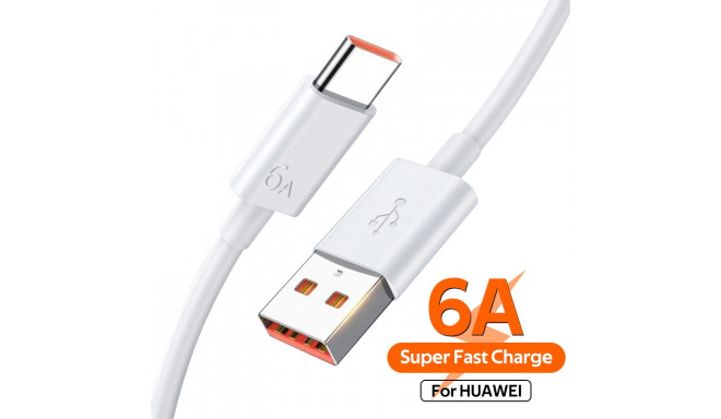 Huawei Super Charge 6A | 66W datu kabelis 1m balts (OEM)