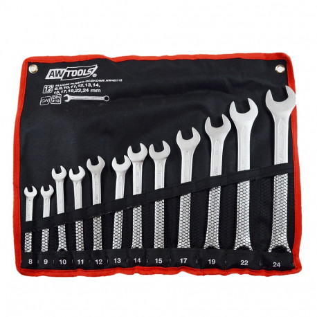 AWTOOLS OPEN-END WRENCH SET 12 pcs /8mm-24mm/ BLACK LINE