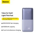 Power Bank BASEUS Bipow Pro - 10 000mAh Quick Charge PD 22,5W with cable USB to Type-C PPBD040005 pu