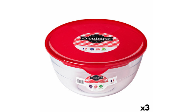 Круглая коробочка для завтраков с крышкой Ô Cuisine Prep&store Ocu Красный 1 L 17 x 17 x 9 cm Cтекло