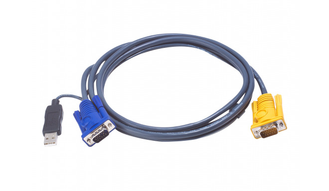 Aten | 1,8M USB KVM kaabel 3-ühes SPHD ja sisseehitatud PS/2-USB muunduriga | 2L-5202UP