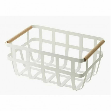 Daudzfunkcionāls grozs DKD Home Decor Balts Dabisks Metāls Ciedra 36 x 22 x 15,5 cm
