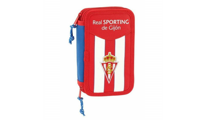 Kahekordne Pliiatsikarp Real Sporting de Gijón Valge Punane 12.5 x 19.5 x 4 cm (28 Tükid, osad)