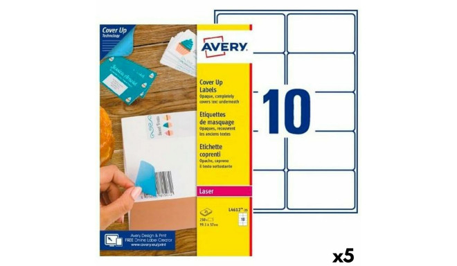 Printer Labels Avery L4612 White 25 Sheets 99,1 x 57 mm (5 Units)