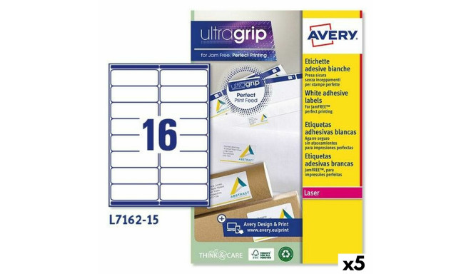 Printer Labels Avery L7162 White 15 Sheets 99,1 x 33,9 mm (5 Units)