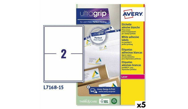 Printer Labels Avery L7168 White 15 Sheets 199,6 x 143,5 mm (5 Units)