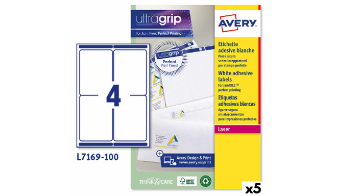 Sildiprinter Avery L7169 Valge 100 Lehed 99,1 x 139 mm (5 Ühikut)