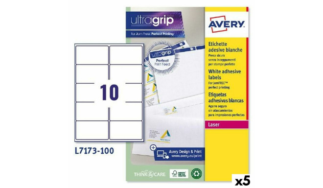Printer Labels Avery L7173 White 100 Sheets 99,1 x 57 mm (5 Units)