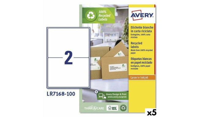 Printer Labels Avery LR7168 White 100 Sheets 199,6 x 143,5 mm (5 Units)