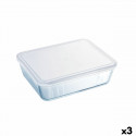 Nelinurkne Kaanega Lõunasöögikarp Pyrex Cook & Freeze 4,2 L 28 x 23 x 10 cm Läbipaistev Silikoon Kla