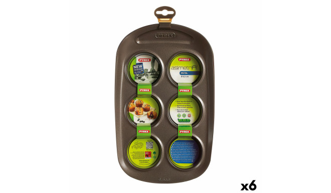 Muffin Tray Pyrex Asimetria Black 29 x 18 x cm (6 Units