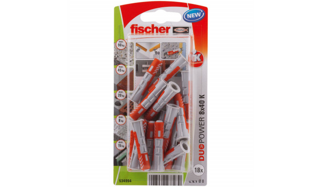 Naastud Fischer DuoPower 534994 8 x 40 mm Nailon (18 Ühikut)