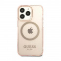 Guess Gold Outline Translucent MagSafe - Case for iPhone 13 Pro (Pink)