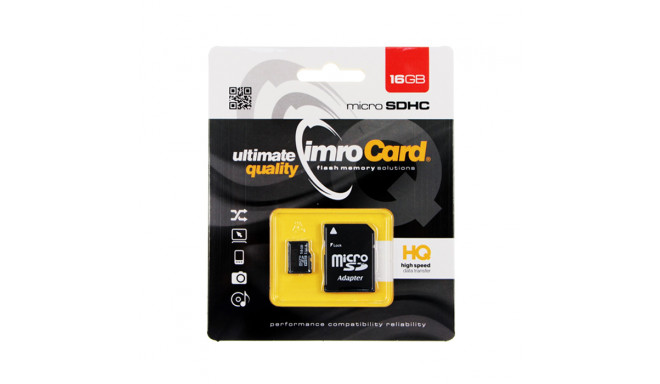 Imro memory card 16GB microSDHC cl. 10 UHS-I + adapter